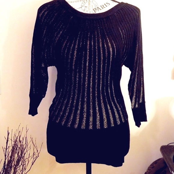 Derek Heart Tops - Black And Mettalic Gold Sweater
